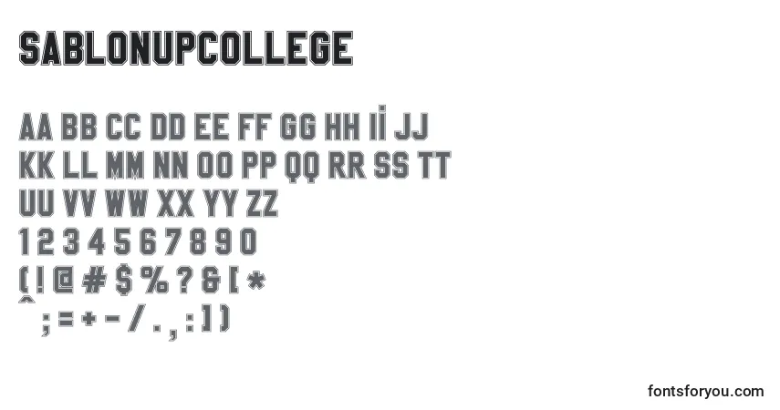 Fuente SablonUpCollege - alfabeto, números, caracteres especiales