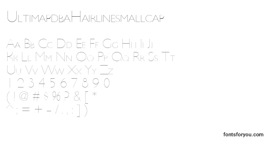 Шрифт UltimapdbaHairlinesmallcap – алфавит, цифры, специальные символы