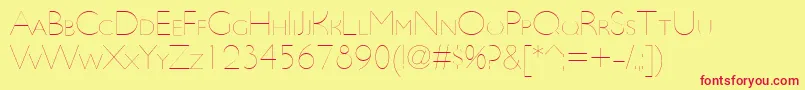 UltimapdbaHairlinesmallcap-Schriftart – Rote Schriften auf gelbem Hintergrund