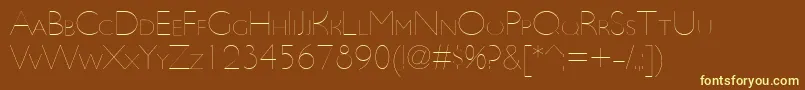 UltimapdbaHairlinesmallcap-Schriftart – Gelbe Schriften auf braunem Hintergrund