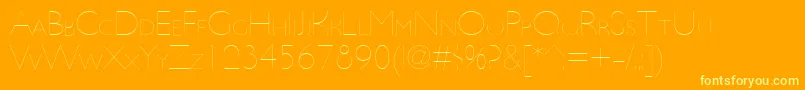 UltimapdbaHairlinesmallcap-Schriftart – Gelbe Schriften auf orangefarbenem Hintergrund