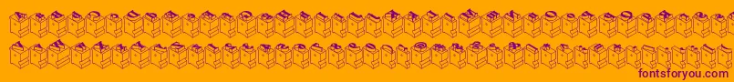 Leadtypeleftinked-fontti – violetit fontit oranssilla taustalla