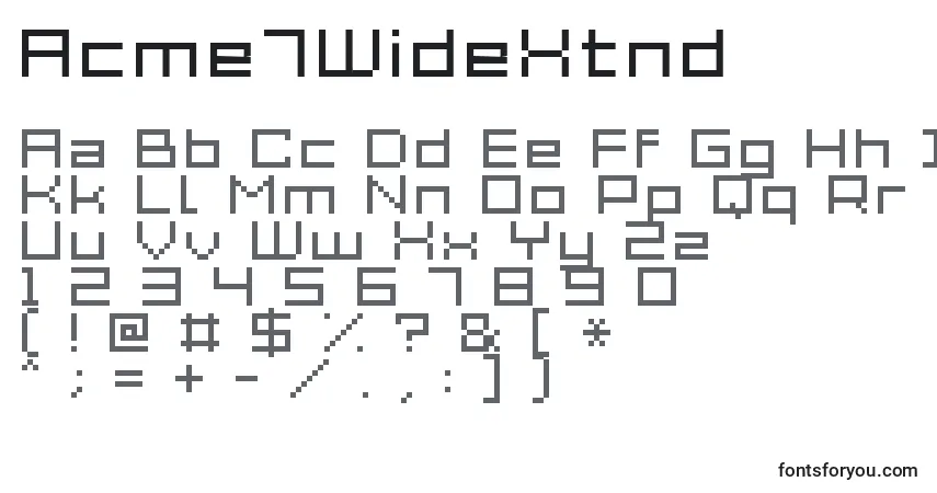 Шрифт Acme7WideXtnd – алфавит, цифры, специальные символы