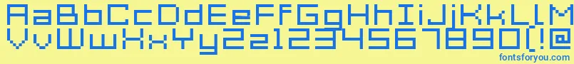 Шрифт Acme7WideXtnd – синие шрифты на жёлтом фоне