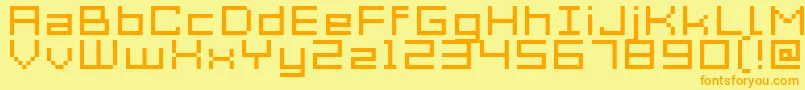 Acme7WideXtnd-Schriftart – Orangefarbene Schriften auf gelbem Hintergrund