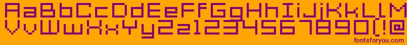 Fonte Acme7WideXtnd – fontes roxas em um fundo laranja