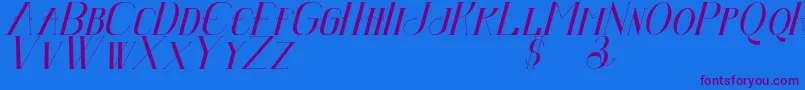 Senandungmalamitalicbold-Schriftart – Violette Schriften auf blauem Hintergrund