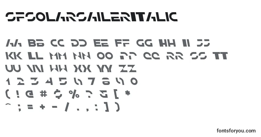 A fonte SfSolarSailerItalic – alfabeto, números, caracteres especiais