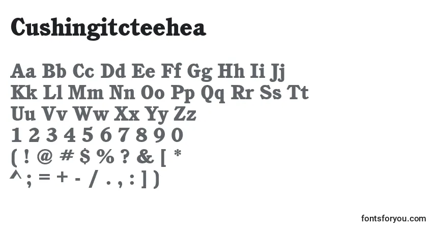 A fonte Cushingitcteehea – alfabeto, números, caracteres especiais