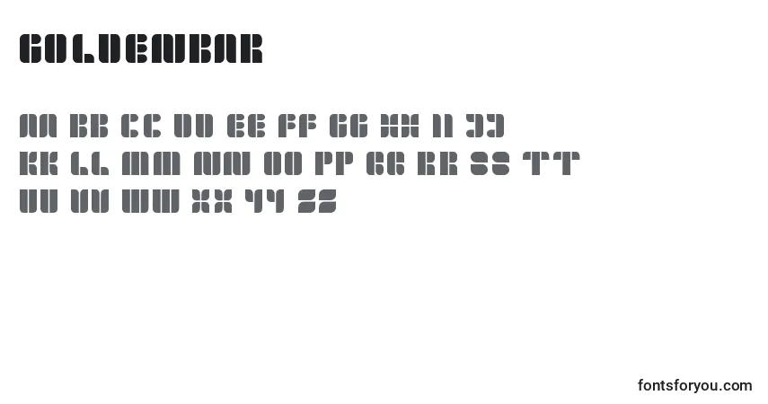 GoldenBar-fontti – aakkoset, numerot, erikoismerkit