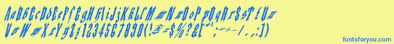 フォントApplesauce02 – 青い文字が黄色の背景にあります。