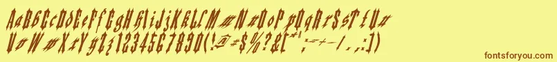 フォントApplesauce02 – 茶色の文字が黄色の背景にあります。