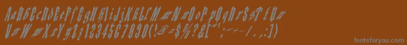 Applesauce02-fontti – harmaat kirjasimet ruskealla taustalla