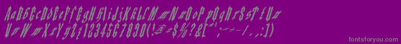 Applesauce02-fontti – harmaat kirjasimet violetilla taustalla