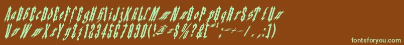 フォントApplesauce02 – 緑色の文字が茶色の背景にあります。
