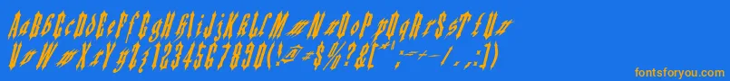 フォントApplesauce02 – オレンジ色の文字が青い背景にあります。