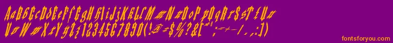 Applesauce02-fontti – oranssit fontit violetilla taustalla