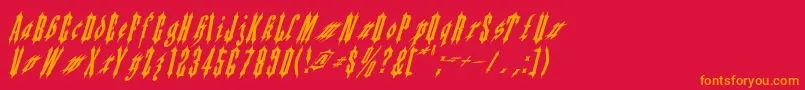 Applesauce02-Schriftart – Orangefarbene Schriften auf rotem Hintergrund
