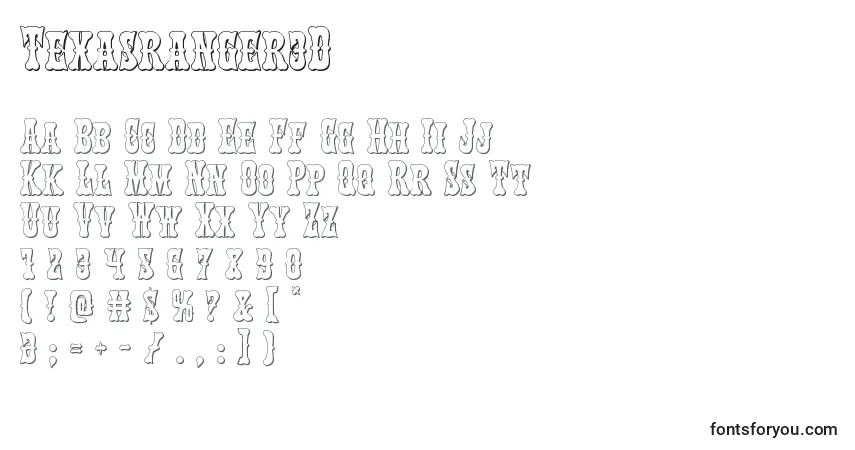 Czcionka Texasranger3D – alfabet, cyfry, specjalne znaki