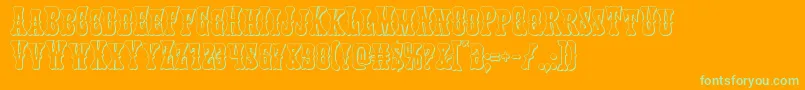 Texasranger3D-Schriftart – Grüne Schriften auf orangefarbenem Hintergrund