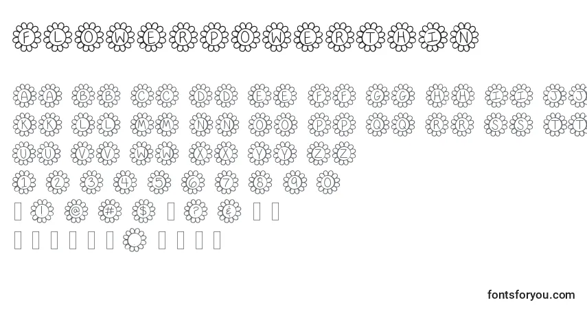 Шрифт FlowerPowerThin – алфавит, цифры, специальные символы