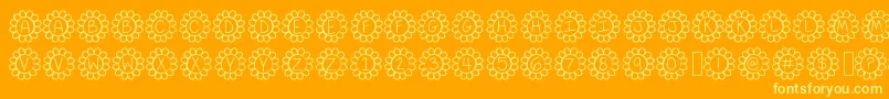 FlowerPowerThin-Schriftart – Gelbe Schriften auf orangefarbenem Hintergrund