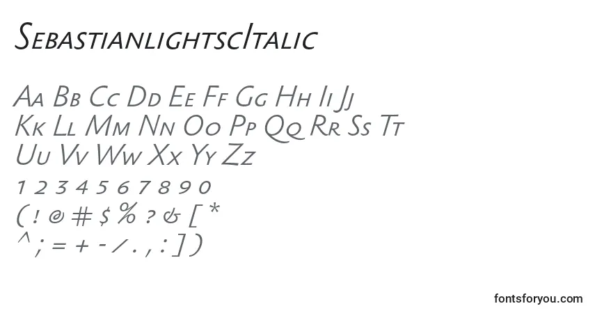 SebastianlightscItalic-fontti – aakkoset, numerot, erikoismerkit