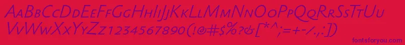 SebastianlightscItalic-Schriftart – Violette Schriften auf rotem Hintergrund