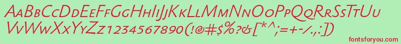 SebastianlightscItalic Font – Red Fonts on Green Background