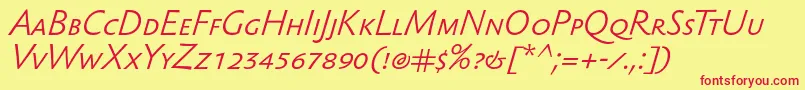 SebastianlightscItalic Font – Red Fonts on Yellow Background