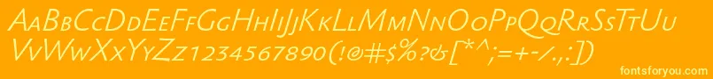 SebastianlightscItalic Font – Yellow Fonts on Orange Background