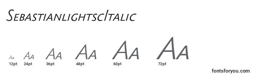 Размеры шрифта SebastianlightscItalic