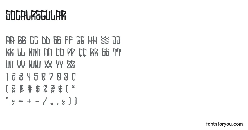 Czcionka SocalRegular – alfabet, cyfry, specjalne znaki