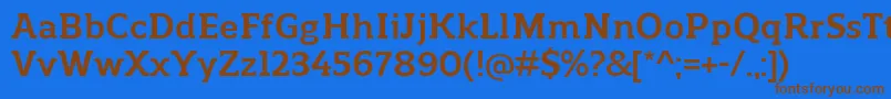 フォントReganslabBold – 茶色の文字が青い背景にあります。