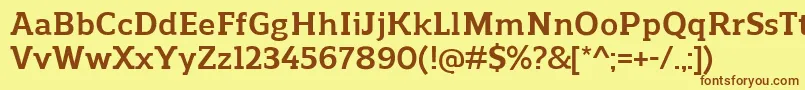 フォントReganslabBold – 茶色の文字が黄色の背景にあります。