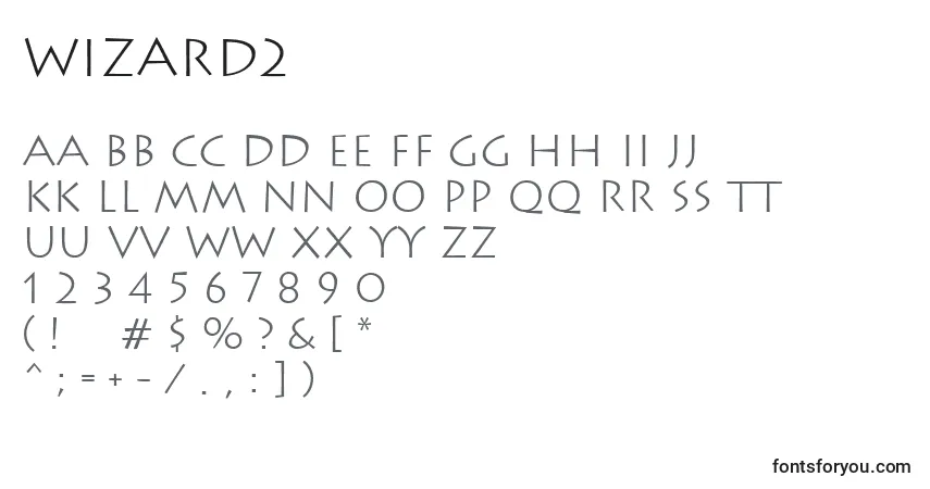 Czcionka Wizard2 – alfabet, cyfry, specjalne znaki