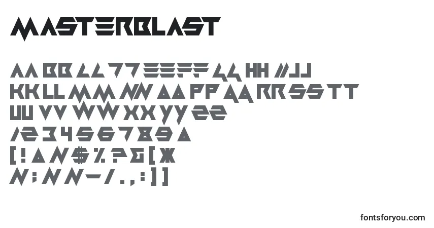 Schriftart Masterblast – Alphabet, Zahlen, spezielle Symbole