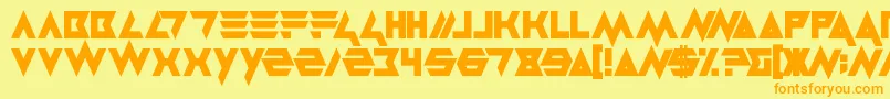 Masterblast-Schriftart – Orangefarbene Schriften auf gelbem Hintergrund