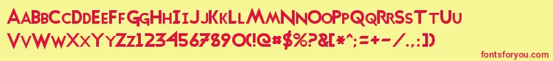 TransmetalsNormal Font – Red Fonts on Yellow Background