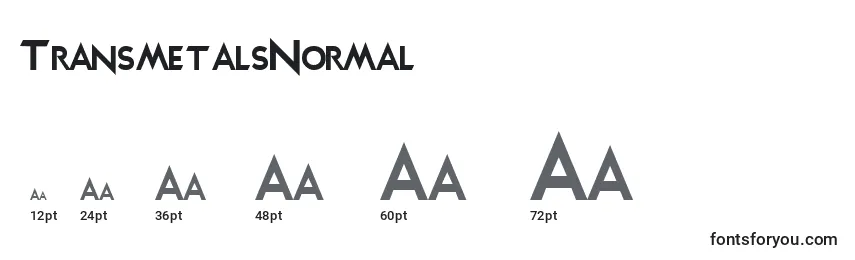 Размеры шрифта TransmetalsNormal