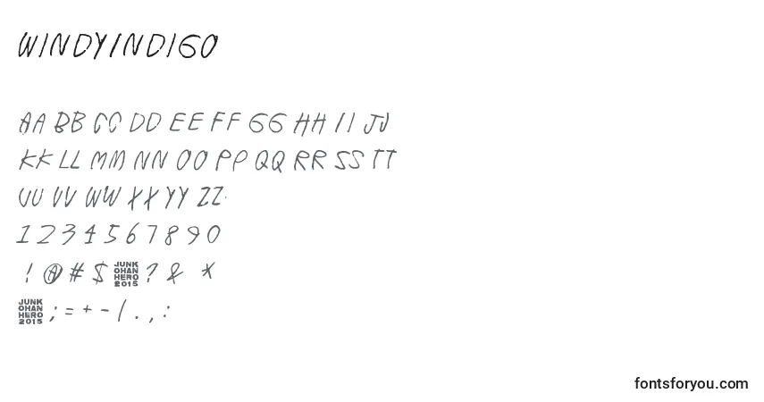 Schriftart WindyIndigo – Alphabet, Zahlen, spezielle Symbole