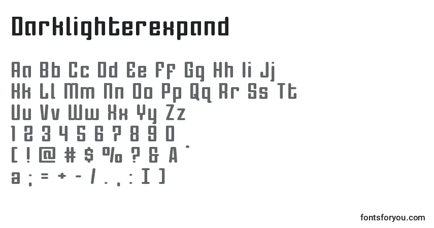 Schriftart Darklighterexpand – Alphabet, Zahlen, spezielle Symbole