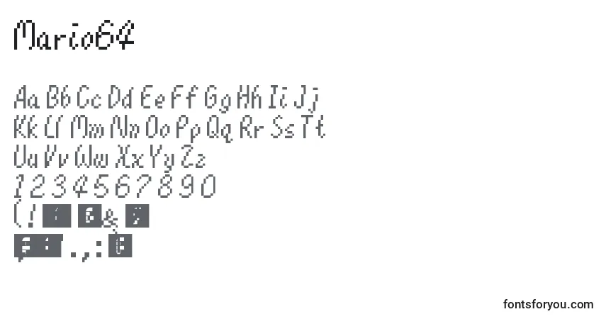 Czcionka Mario64 – alfabet, cyfry, specjalne znaki
