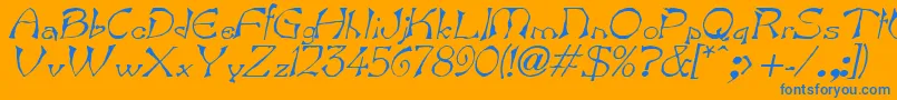 BartItalic-Schriftart – Blaue Schriften auf orangefarbenem Hintergrund