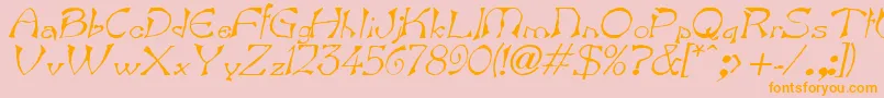 BartItalic-Schriftart – Orangefarbene Schriften auf rosa Hintergrund