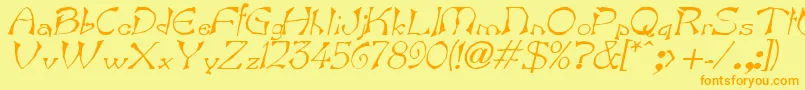 BartItalic-Schriftart – Orangefarbene Schriften auf gelbem Hintergrund