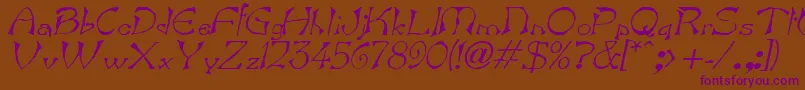 BartItalic Font – Purple Fonts on Brown Background