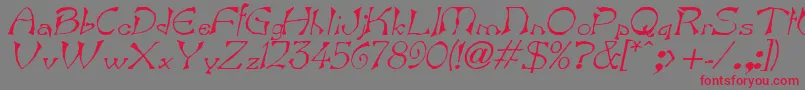 フォントBartItalic – 赤い文字の灰色の背景