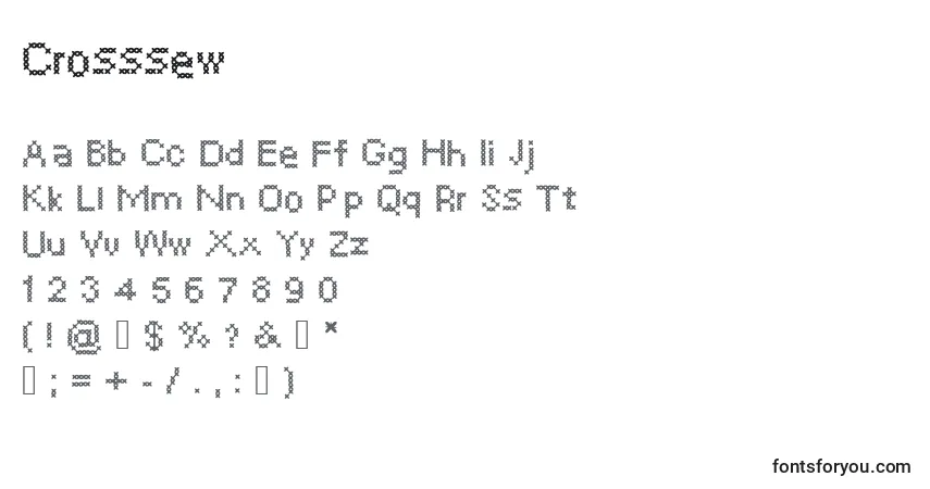 A fonte Crosssew – alfabeto, números, caracteres especiais