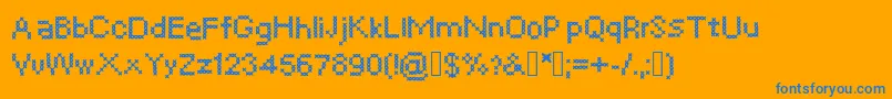 Crosssew Font – Blue Fonts on Orange Background